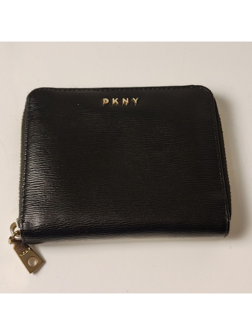 DKNY Black Leather Zip-Around Wallet